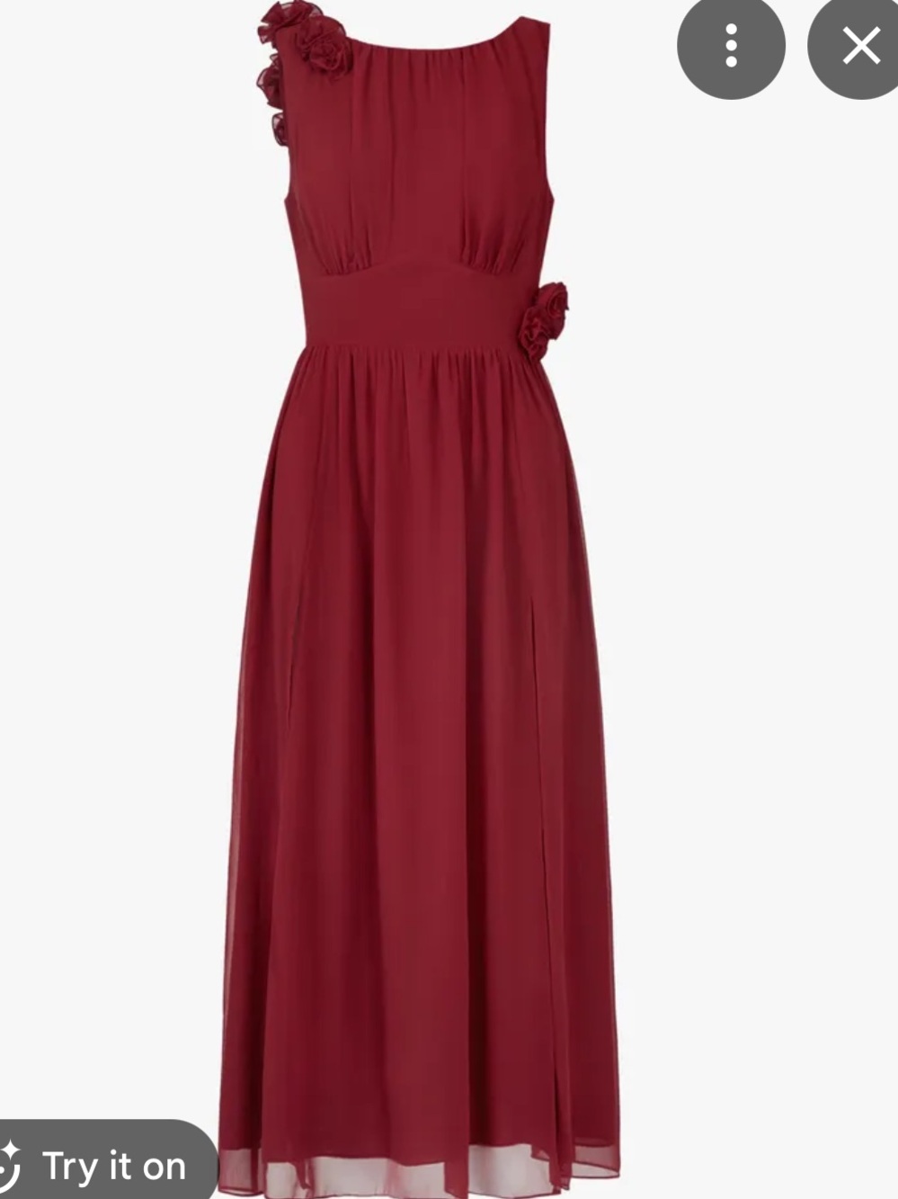 Reformation x NYC ballet dreamy collab 3D rosette maxi dress side slit sz 2 - Picture 2 of 11